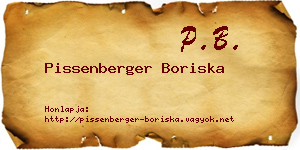 Pissenberger Boriska névjegykártya